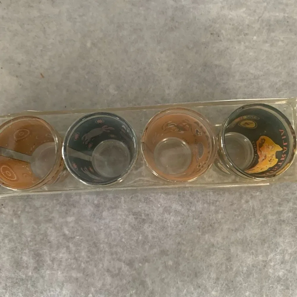 Set of 5 Australia Aboriginal Art Shot Glasses *New*